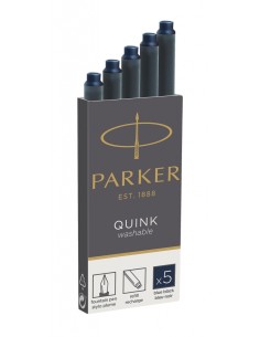 PARKER QUINK Long Fountain Pen Ink Refill Cartridges, Blue-Black, 5 Count