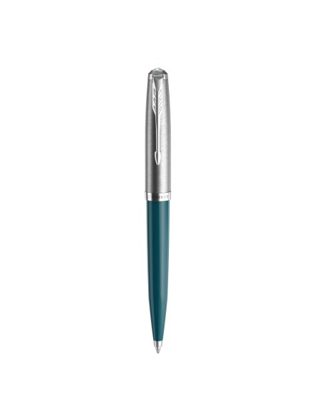 PARKER 51 Ballpoint Pen,  Teal Blue resin Chrome Trim, Medium Point with Black Ink, Gift Box
