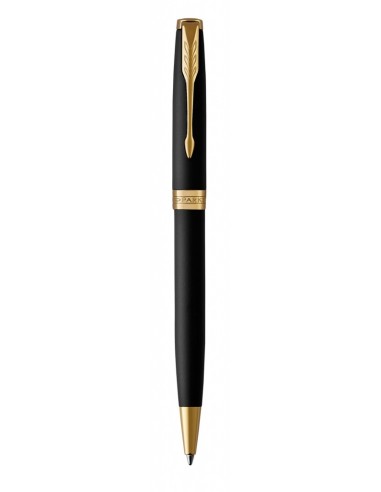 PARKER Sonnet Ballpoint Pen, Matte Black Lacquer with Gold Trim, Medium Point Black Ink (1931519)