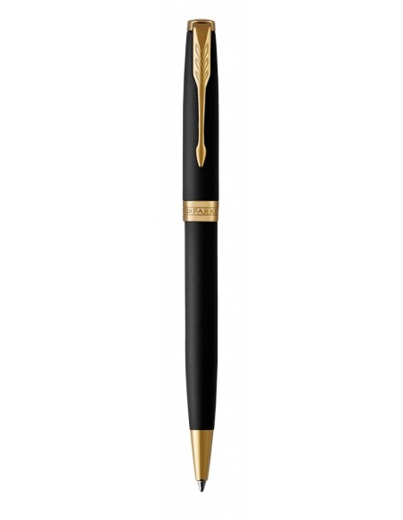 PARKER Sonnet Ballpoint Pen, Matte Black Lacquer with Gold Trim, Medium Point Black Ink (1931519)