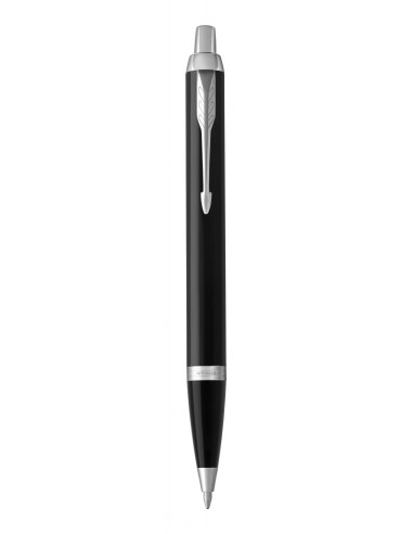 PARKER IM Ballpoint Pen, Black Lacquer Chrome Trim with Medium Point Blue Ink Refill (1931665)