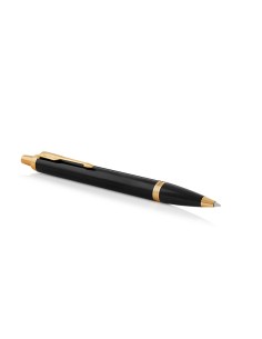 PARKER IM Ballpoint Pen, Black Lacquer Gold Trim with Medium Point Blue Ink Refill (1931666)