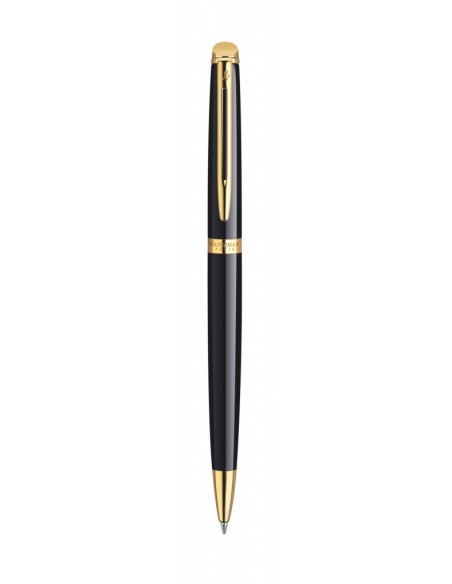Waterman Hémisphère Ballpoint Pen, Gloss Black with 23k Gold Trim, Medium Point with Blue Ink Cartridge, Gift Box