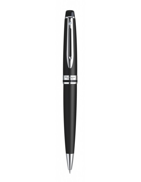 Waterman Expert Ballpoint Pen, Matte Black with Chrome Trim, Medium Point with Blue Ink Cartridge, Gift Box