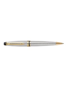 Waterman Expert Ballpoint Pen, Stainless Steel with 23k Gold Trim, Medium Point with Blue Ink Cartridge, Gift Box
