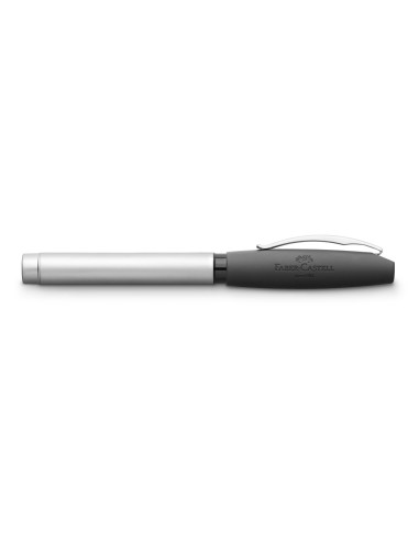Faber-Castell Essentio Metal fountain pen, nib width F, ink blue erasable, barrel colour silver matt