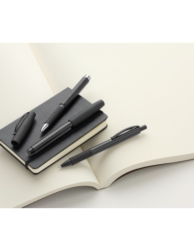 Faber-Castell Essentio Carbon fountain pen, nib width F, ink blue erasable, barrel colour black