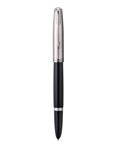 PARKER 51 Fountain Pen, Black resin Chrome Trim, Fine Point with Black Ink, Gift Box