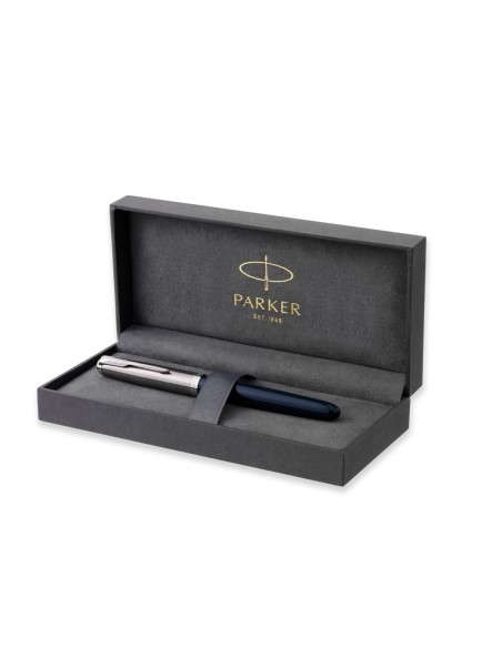 PARKER 51 Fountain Pen, Midnight Blue resin Chrome Trim, Fine Point with Black Ink, Gift Box