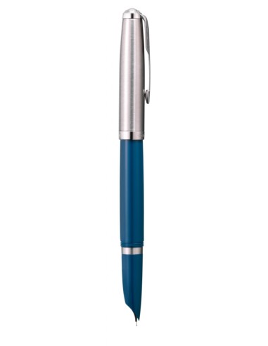 PARKER 51 Fountain Pen, Teal Blue resin Chrome Trim, Fine Point with Black Ink, Gift Box