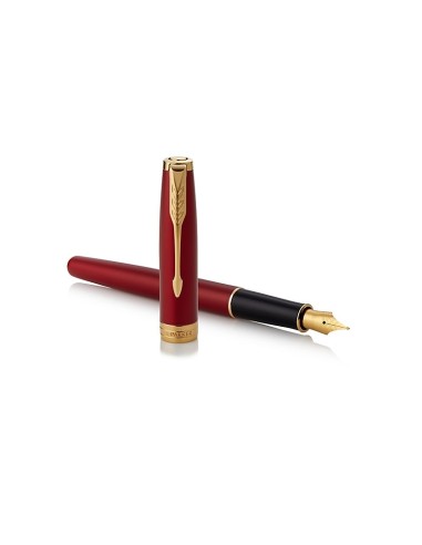 PARKER Sonnet Fountain Pen, Red Lacquer with Gold Trim, Fine Nib (1931473)