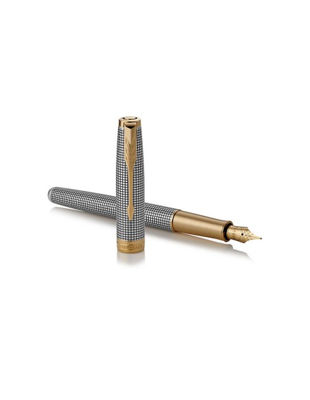 Fountain pen 18k Parker Sonnet Silver Chiselled GT Fine