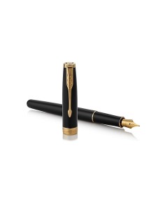 PARKER Sonnet Fountain Pen, Black Lacquer with Gold Trim, Fine Nib (1931494)