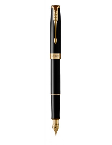 PARKER Sonnet Fountain Pen, Black Lacquer with Gold Trim, Fine Nib (1931494)