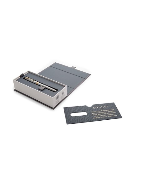 PARKER Sonnet Fountain Pen, Stainless Steel with Gold Trim, Fine Nib (1931504)