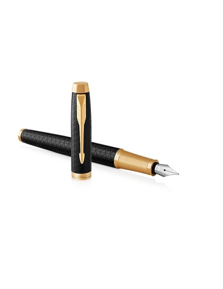 PARKER IM Fountain Pen, Premium Black, Fine Nib with Blue Ink Refill (1931646)