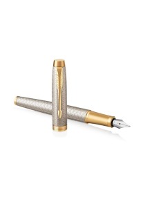 PARKER IM Fountain Pen, Premium Warm Silver, Fine Nib with Blue Ink Refill (1931684)