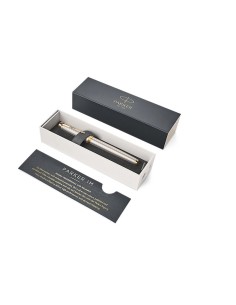 PARKER IM Fountain Pen, Premium Warm Silver, Fine Nib with Blue Ink Refill (1931684) 2