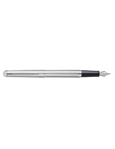 Waterman Hémisphère Fountain Pen, Stainless Steel with Chrome Trim, Fine Nib with Blue Ink Cartridge, Gift Box
