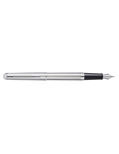 Waterman Hémisphère Fountain Pen, Stainless Steel with Chrome Trim, Fine Nib with Blue Ink Cartridge, Gift Box