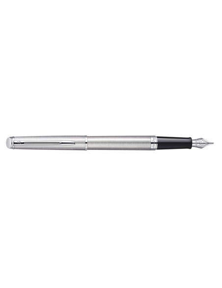 Waterman Hémisphère Fountain Pen, Stainless Steel with Chrome Trim, Fine Nib with Blue Ink Cartridge, Gift Box