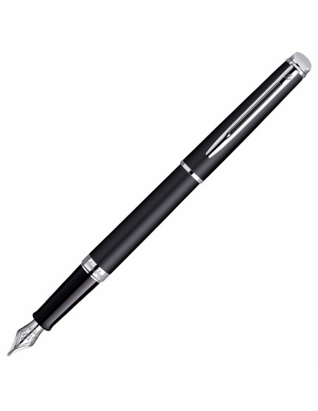 Waterman Hémisphère Fountain Pen, Matte Black with Chrome Trim, Fine Nib with Black Ink Cartridge, Gift Box