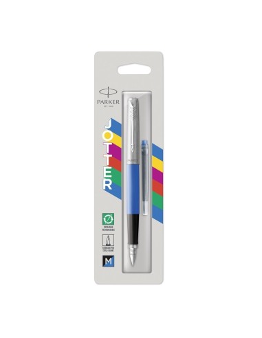Parker Jotter Originals Fountain Pen, Classic Blue Finish, Medium Nib, Blue & Black Ink