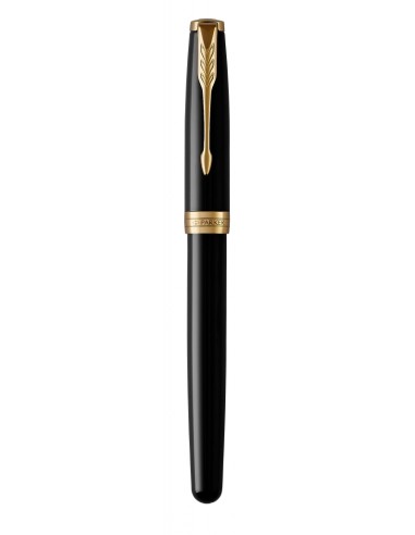 PARKER Sonnet Rollerball Pen, Black Lacquer with Gold Trim, Fine Point Black Ink (1931496)