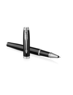 PARKER IM Rollerball Pen, Black Lacquer Chrome Trim with Fine Point Black Ink Refill, Gift Box (1931658)