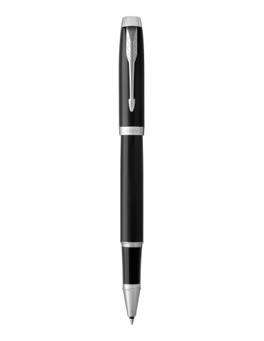 PARKER IM Rollerball Pen, Black Lacquer Chrome Trim with Fine Point Black Ink Refill, Gift Box (1931658)