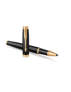 PARKER IM Rollerball Pen, Black Lacquer Gold Trim with Fine Point Black Ink Refill, Gift Box (1931659)