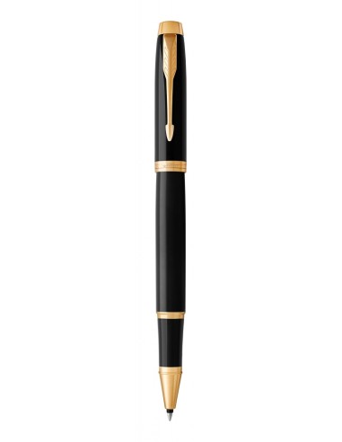 PARKER IM Rollerball Pen, Black Lacquer Gold Trim with Fine Point Black Ink Refill, Gift Box (1931659)