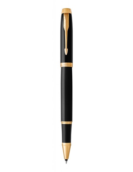 PARKER IM Rollerball Pen, Black Lacquer Gold Trim with Fine Point Black Ink Refill, Gift Box (1931659)