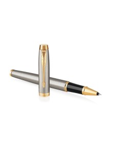 PARKER IM Rollerball Pen, Brushed Metal with Fine Point Black Ink Refill, Gift Box (1931663)