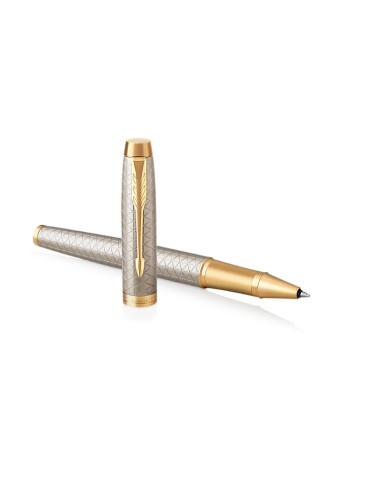 PARKER IM Rollerball Pen, Premium Warm Silver with Fine Point Black Ink Refill (1931686)