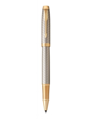 PARKER IM Rollerball Pen, Premium Warm Silver with Fine Point Black Ink Refill (1931686)