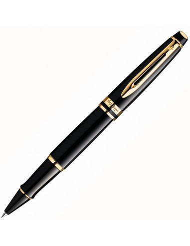 Waterman Expert Rollerball Pen, Gloss Black with 23k Gold Trim, Fine Point with Black Ink Cartridge, Gift Box