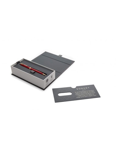PARKER Sonnet Ballpoint Pen, Red Lacquer with Gold Trim, Medium Point Black Ink (1931476)
