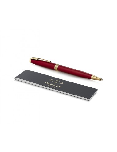 PARKER Sonnet Ballpoint Pen, Red Lacquer with Gold Trim, Medium Point Black Ink (1931476)