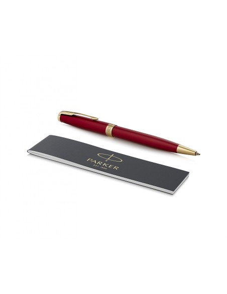 PARKER Sonnet Ballpoint Pen, Red Lacquer with Gold Trim, Medium Point Black Ink (1931476)