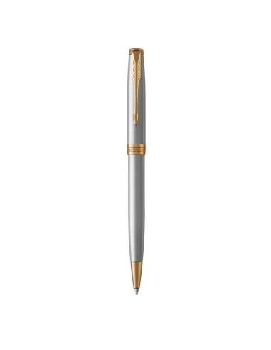 PARKER Sonnet Ballpoint Pen, Stainless Steel with Gold Trim, Medium Point Black Ink (1931507)