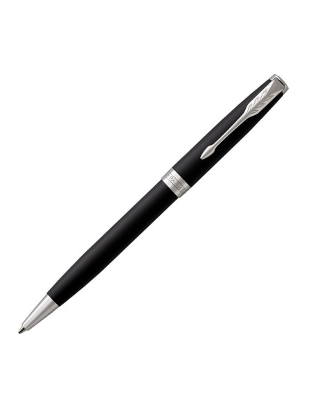PARKER Sonnet Ballpoint Pen, Matte Black Lacquer with Palladium Trim, Medium Point Black Ink (1931524)