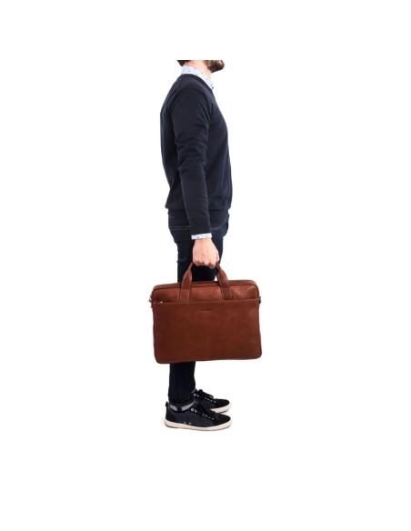 Leather briefcase Gianni Conti 911245-25 cognac leather