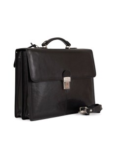 Leather briefcase Gianni Conti 9401829-10 black leather