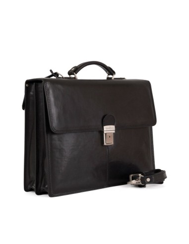 Leather briefcase Gianni Conti 9401829-10 black leather