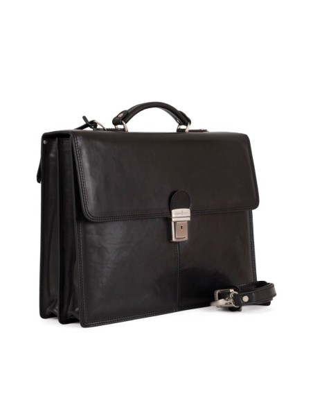 Leather briefcase Gianni Conti 9401829-10 black leather