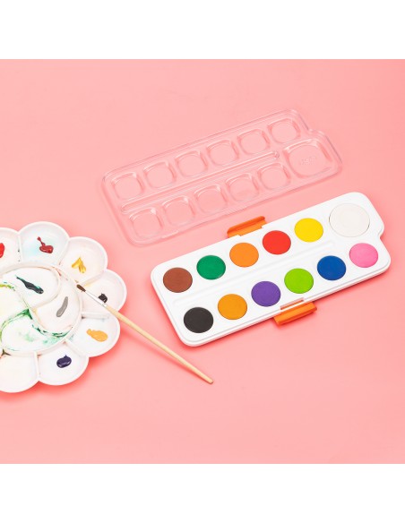 Watercolor Painting 12 colors, φ28mm, white color φ40mm ASST.