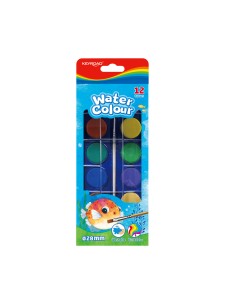 28mm water color x 12colors with brush/plastic box into color box packing