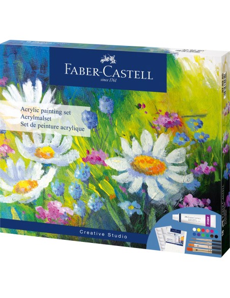 Akrüülvärvid Faber-Castell 12 värvi 12ml + lisad
