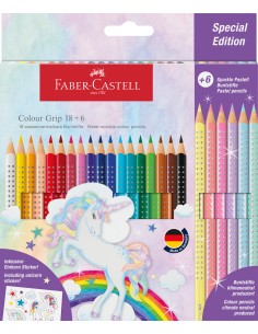 Värvipliiatsid Faber-Castell Colour Grip Unicorn 18+6-värvi